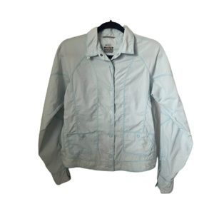 Columbia Jacket Womens Medium Titanium Nylon Button Snap Windbreaker Omni Dr…